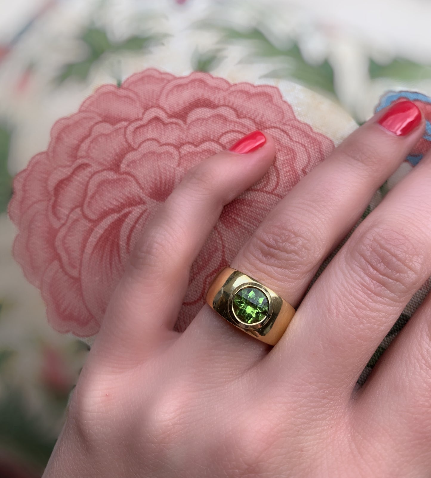 Dome ring with large peridot