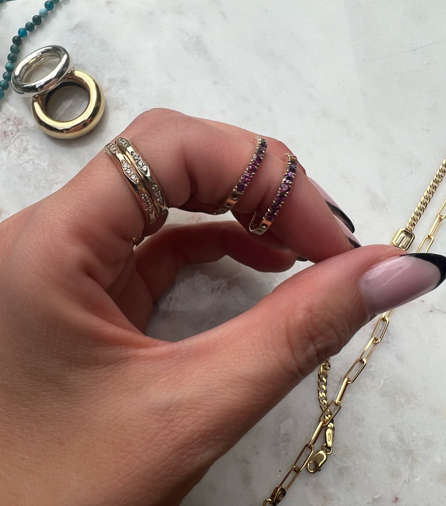 Solid gold and diamond love band