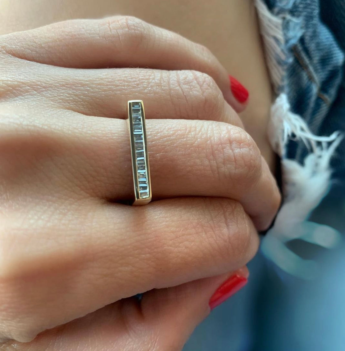 Baguette diamond statement ring