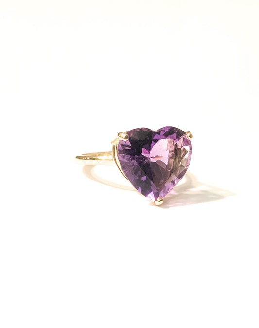 Amethyst heart cocktail ring