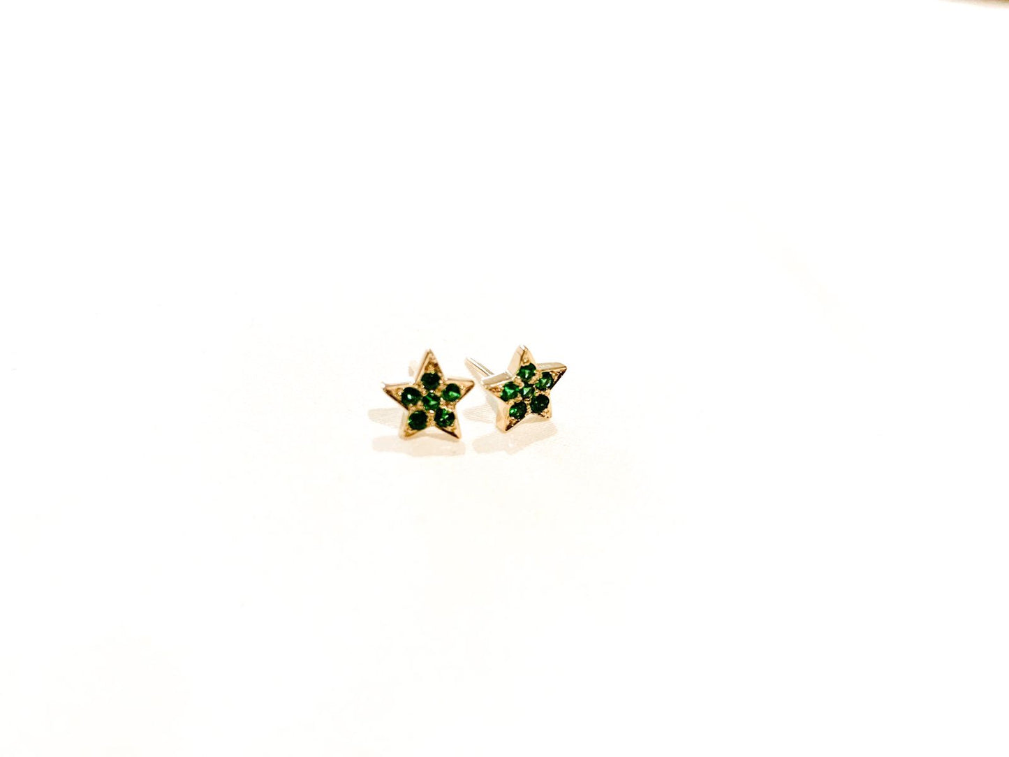 Emerald star studs