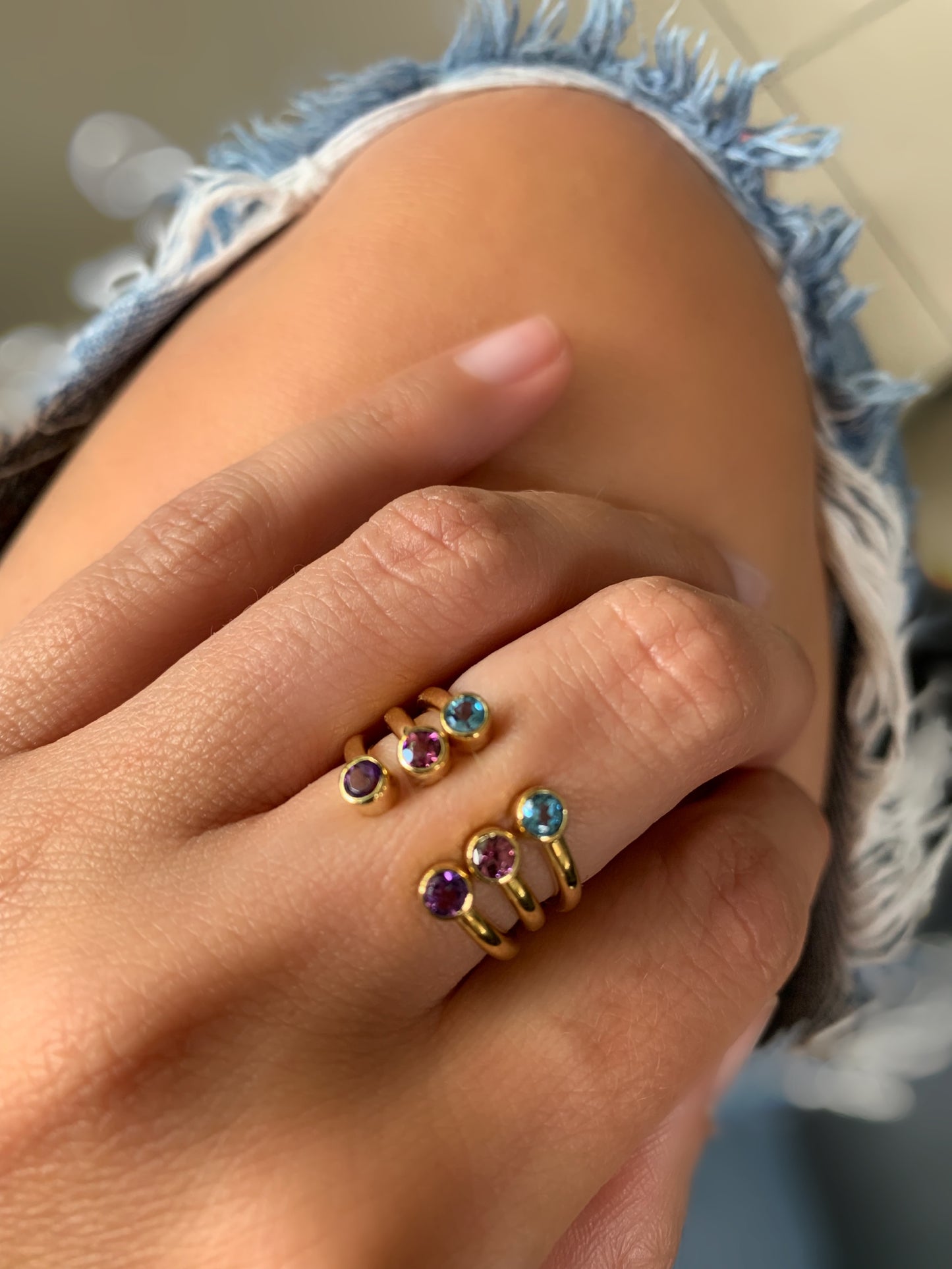 Double gemstone,ring on every finger set