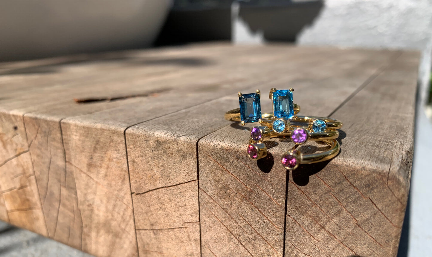 Double gemstone,ring on every finger set