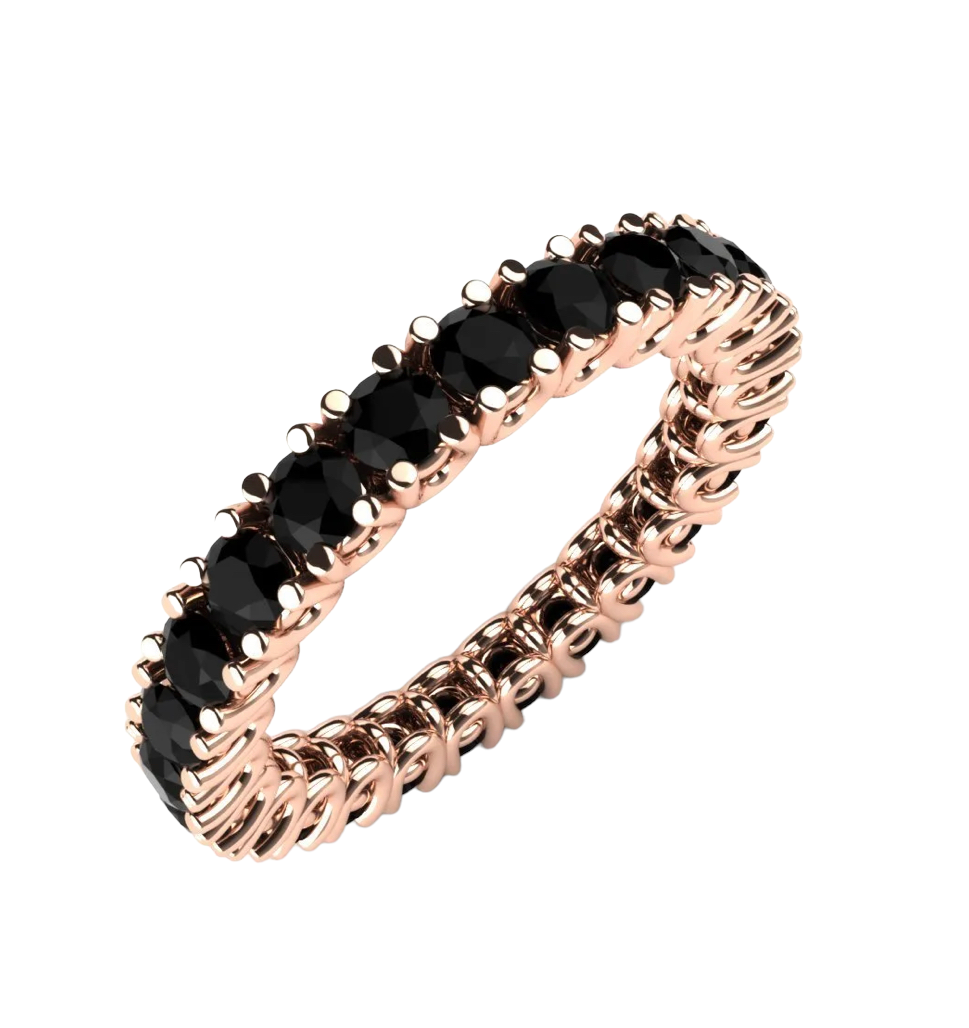 Black onyx and gold eternity ring